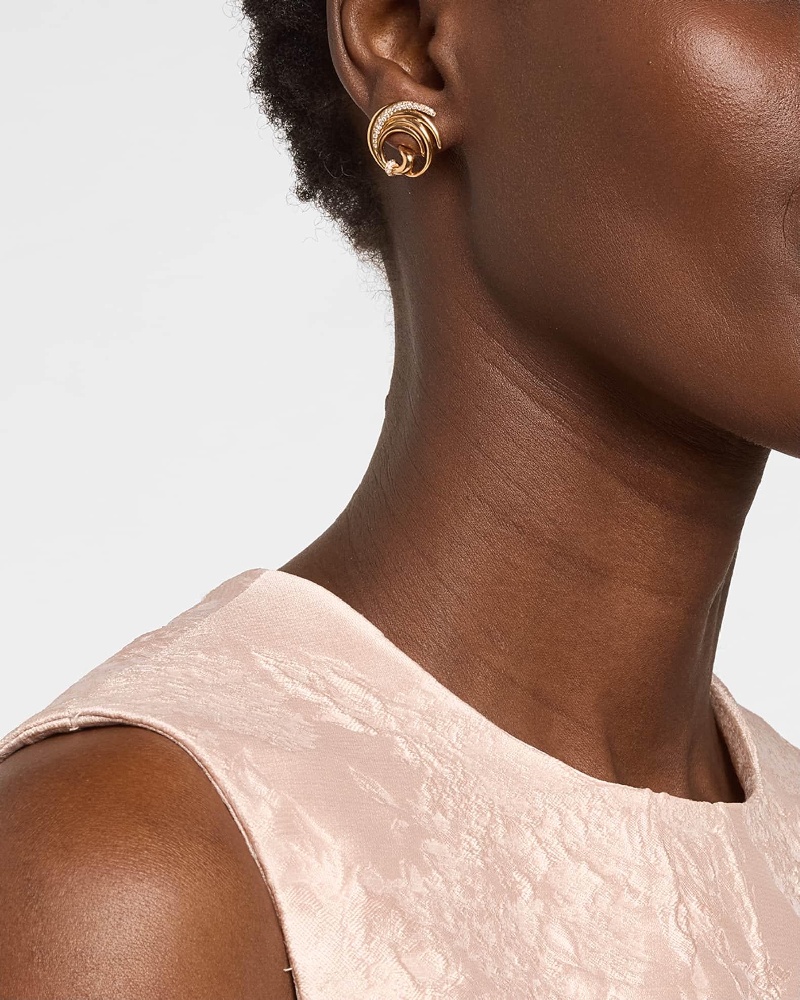 18K Rose Gold Swan Earrings with Diamonds Product Image