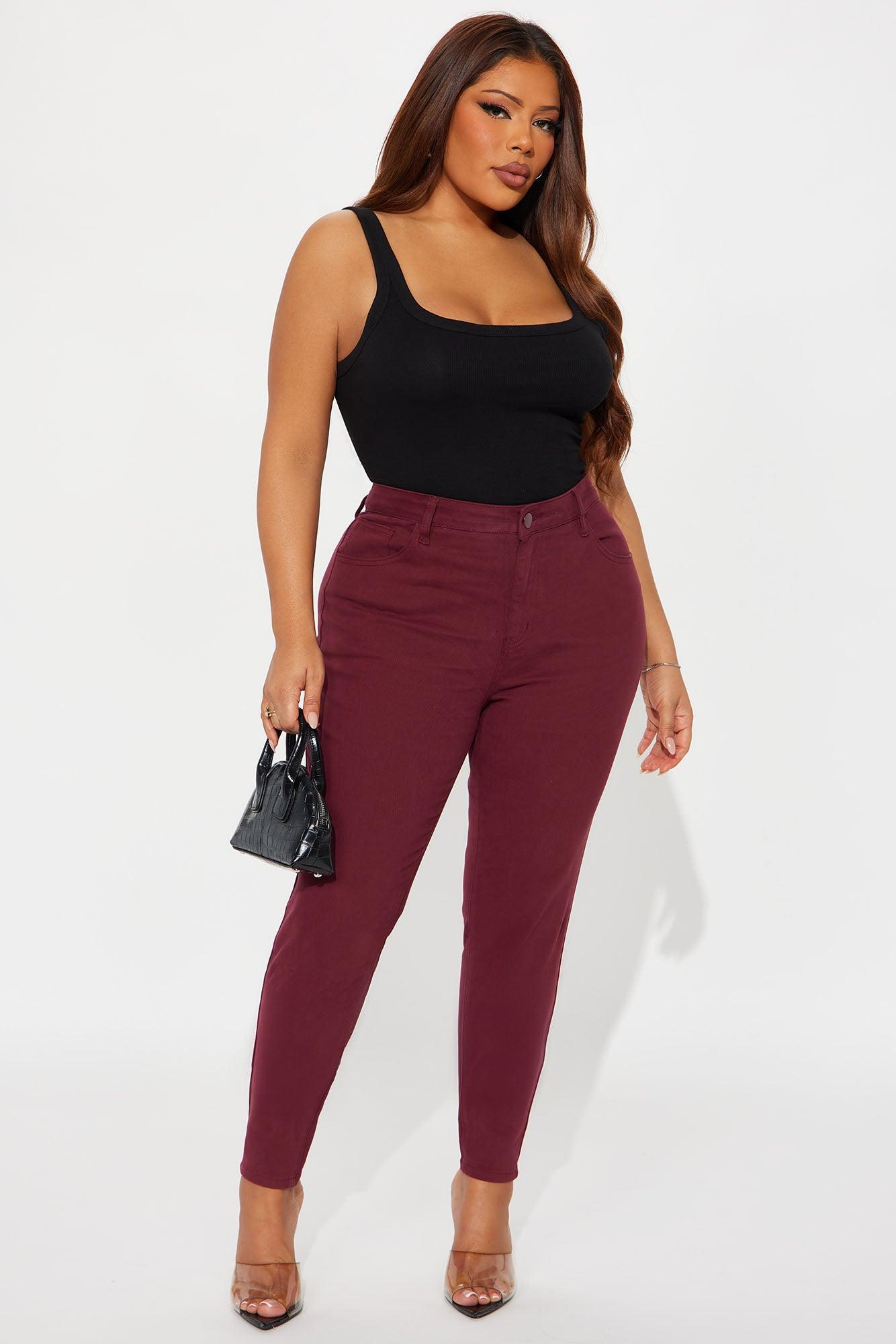 Skinny Uniform Pants - Burgundy Female Product Image