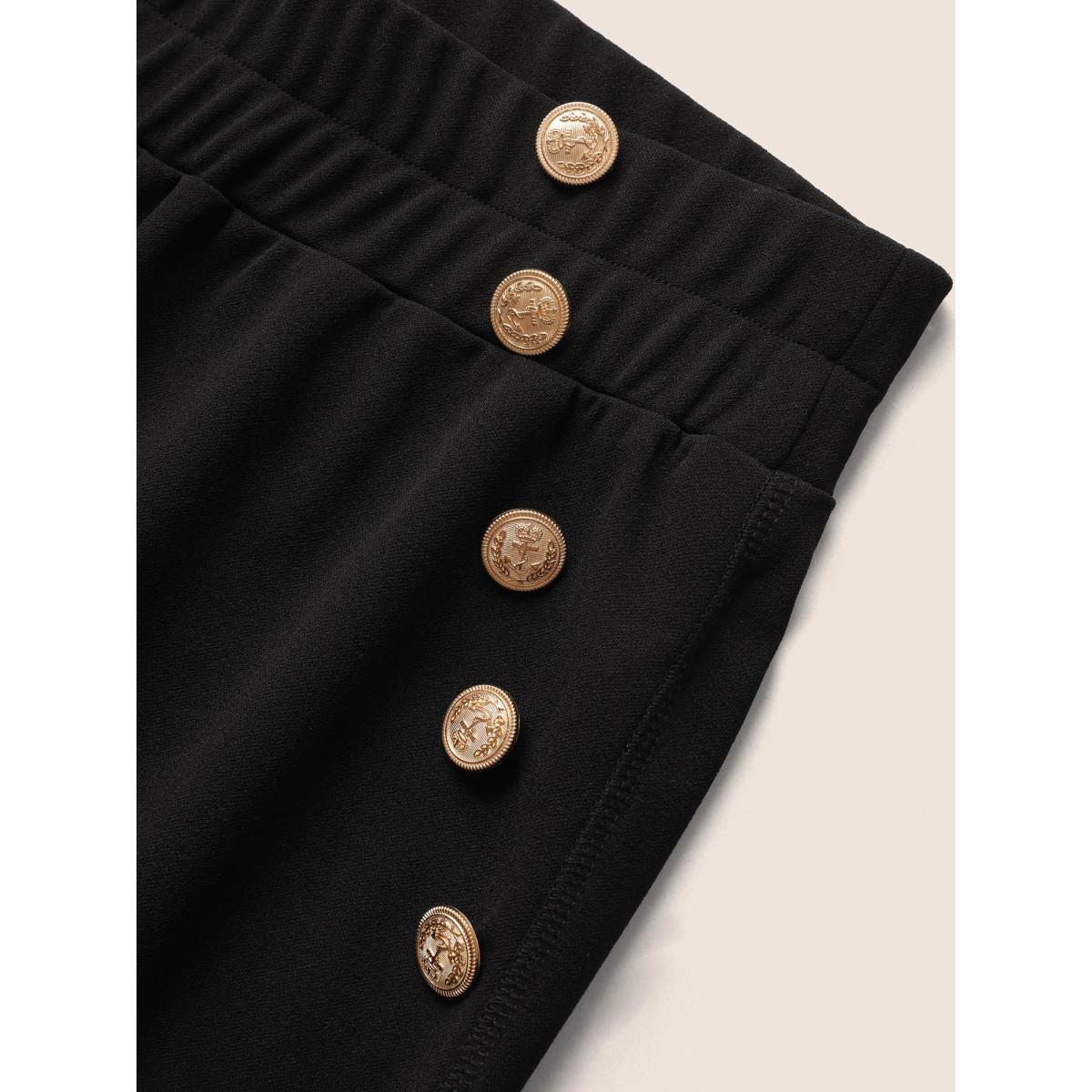 Plus Size High Rise Metal Detail Skinny Leggings Women Black At the Office High stretch High Rise Work Leggings BloomChic 28/5X Product Image