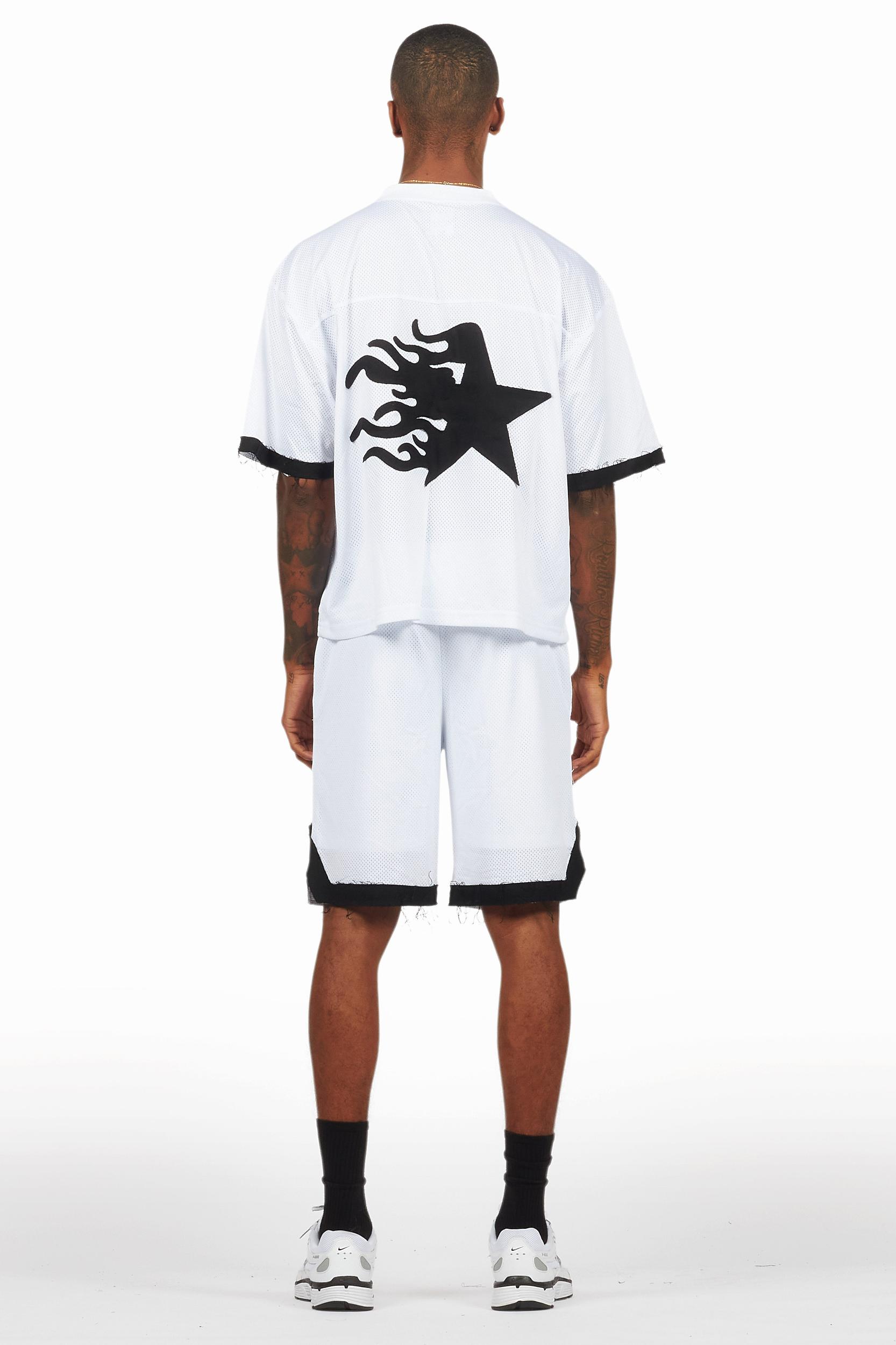 Pluton White Mesh T-Shirt/Short Set Male Product Image