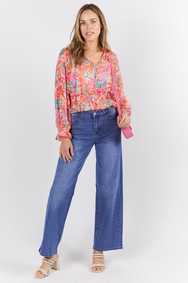 Take Me To The Tropics Multi Print Blouse With Cami Lining FINAL SALE Product Image