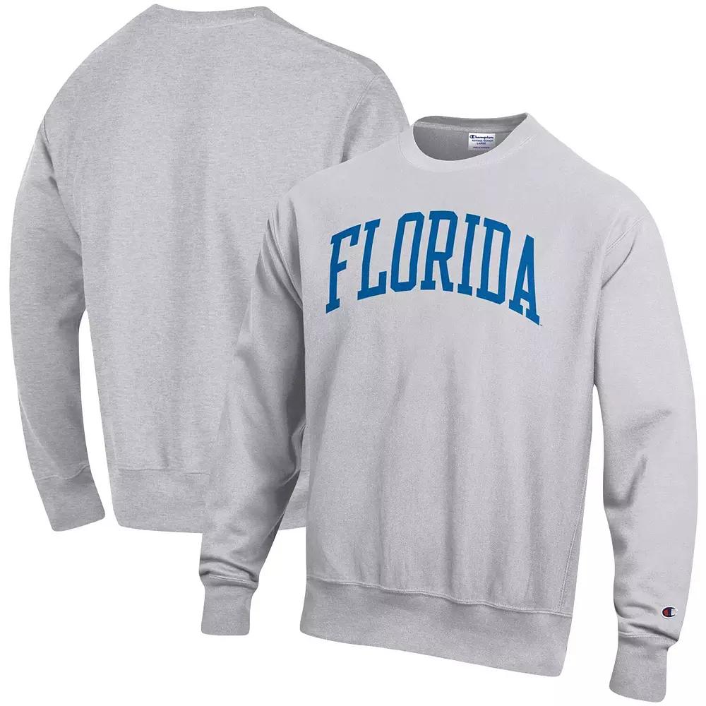 Men's Champion Heathered Gray Florida Gators Arch Reverse Weave Pullover Sweatshirt,  Product Image