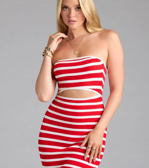 Exceptional Cutie Striped Cutout Midi Dress Product Image