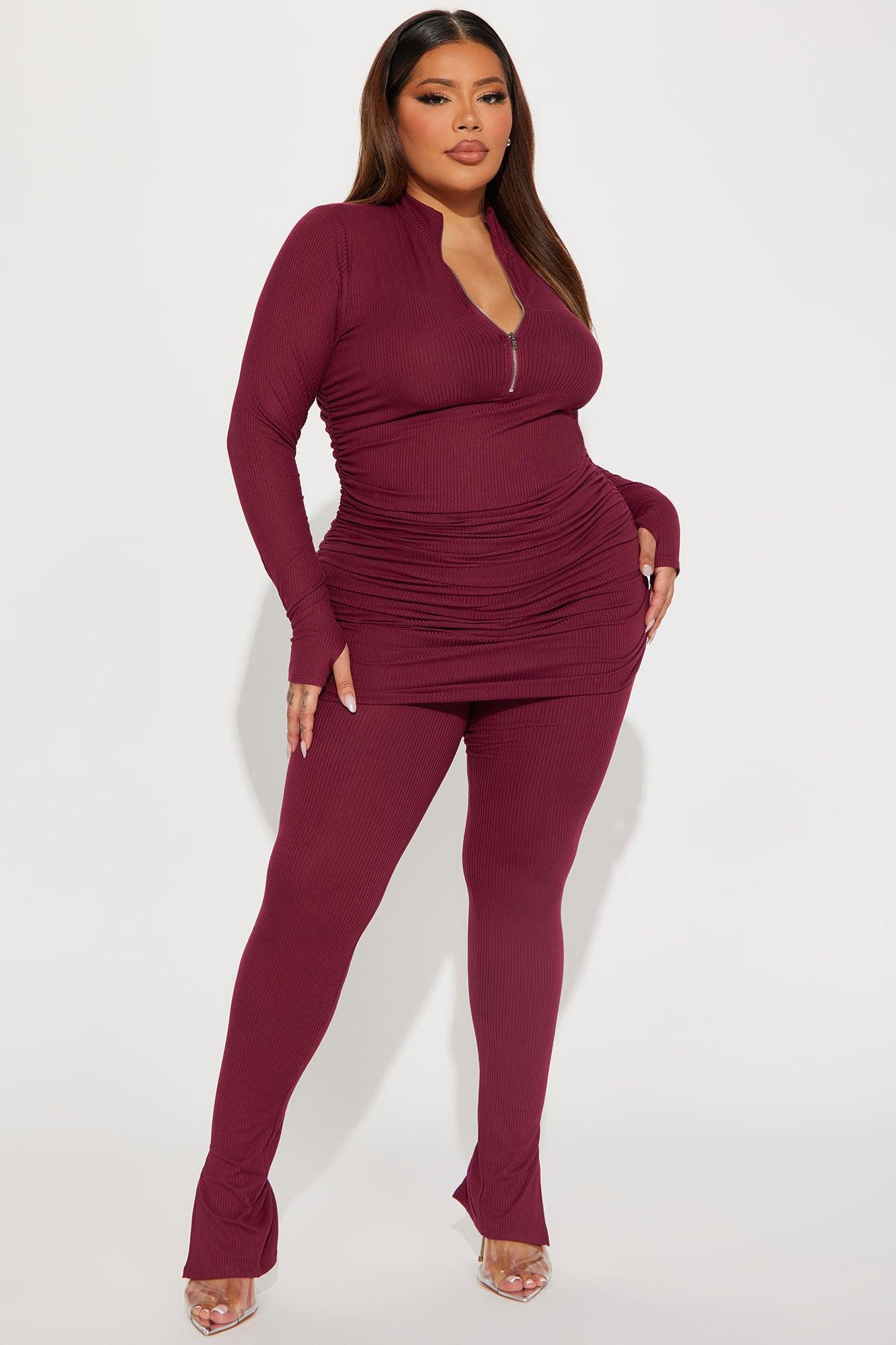 Deep Love Legging Set - Burgundy Product Image