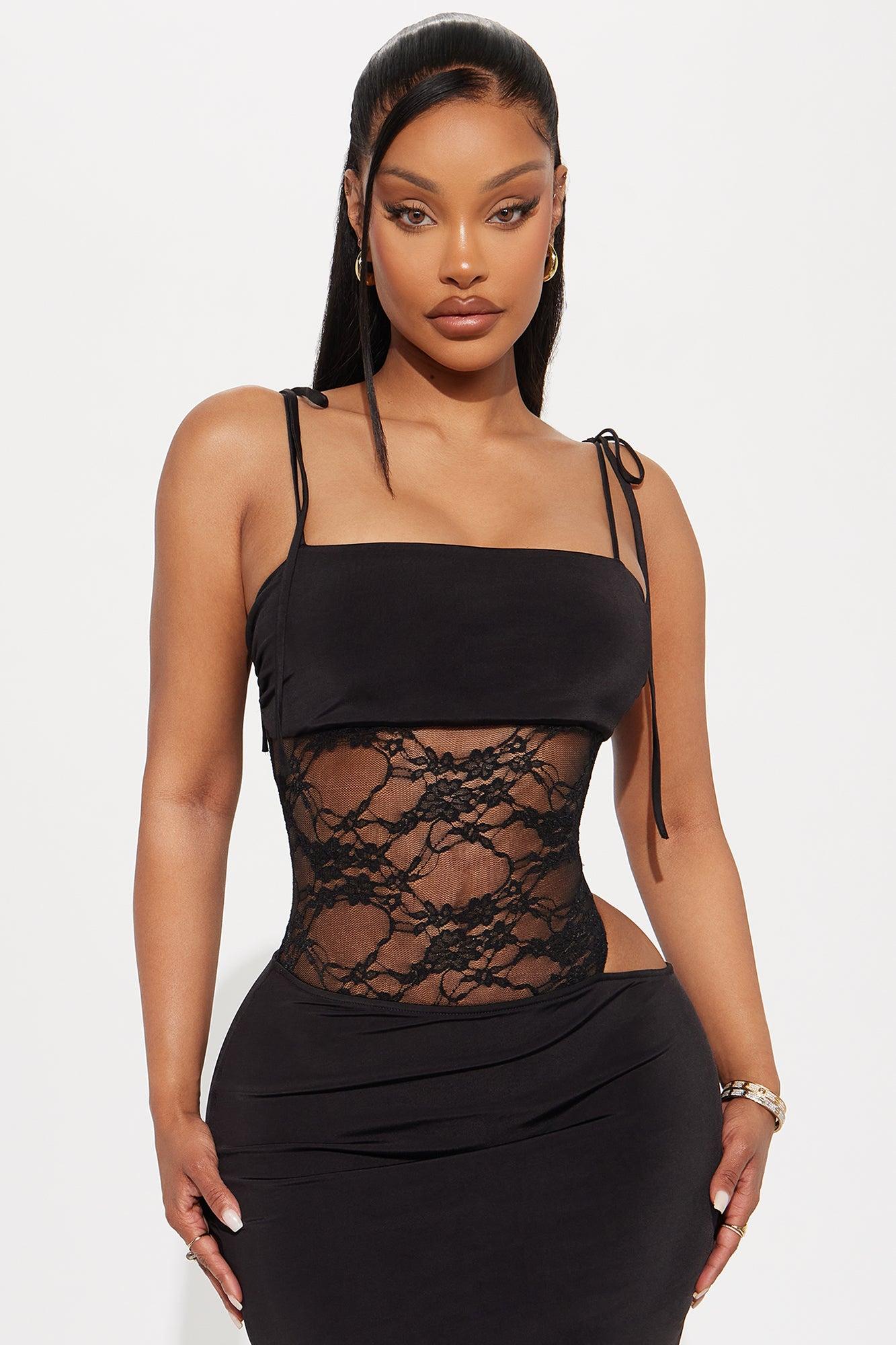 Brina Lace Cut Out Maxi Dress - Black Female Product Image