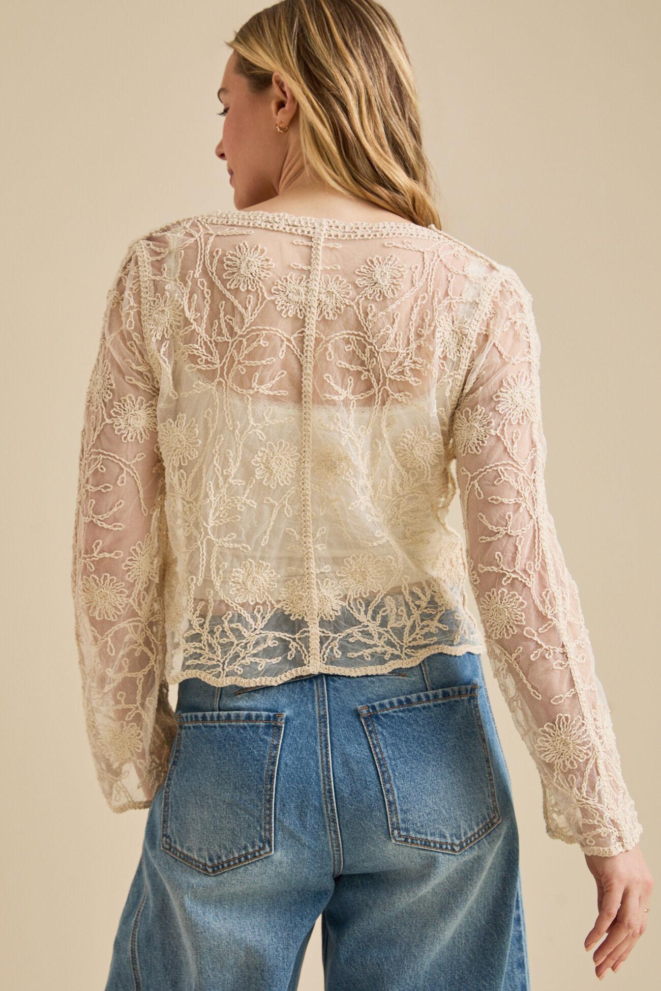 Betty Floral Mesh Button-Up Top Product Image