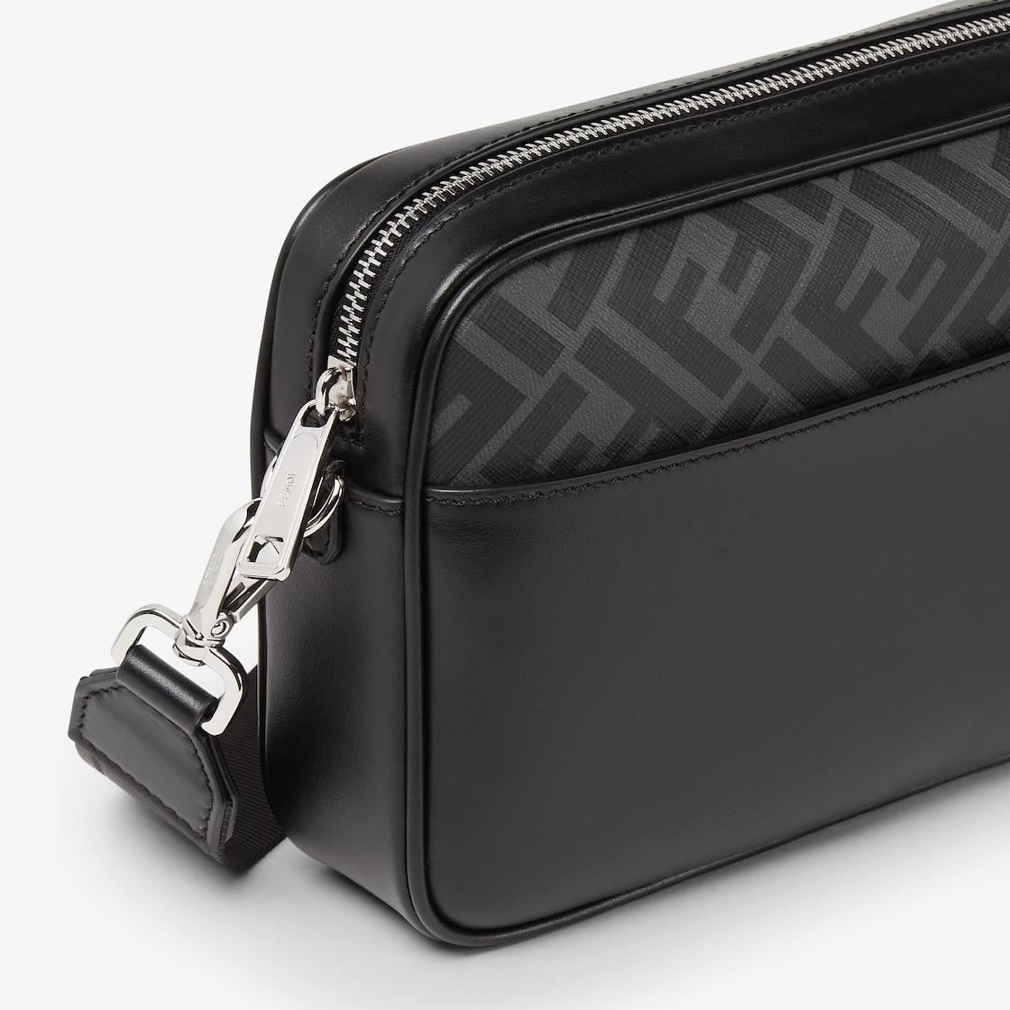 Squared FF Camera Case Black leather and black FF canvas bag Product Image