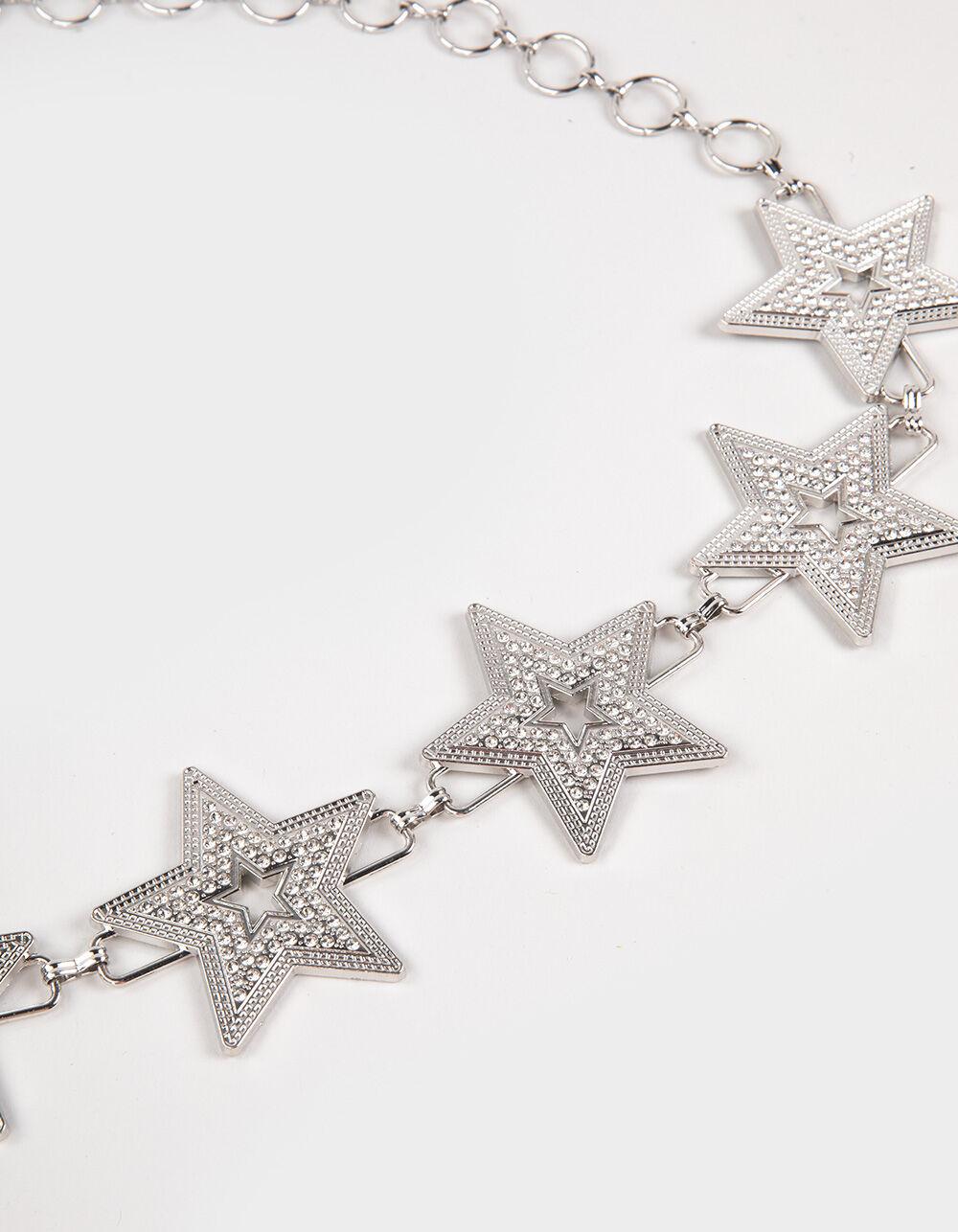 Star Studded Womens Chain Belt - SILVER Product Image