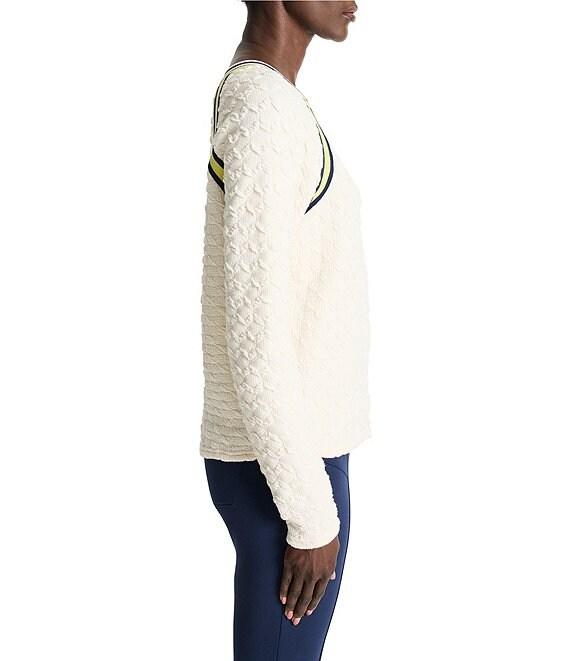 NIC + ZOE Tipped Texture Cable Knit Round Neck Long Sleeve Sweater Product Image
