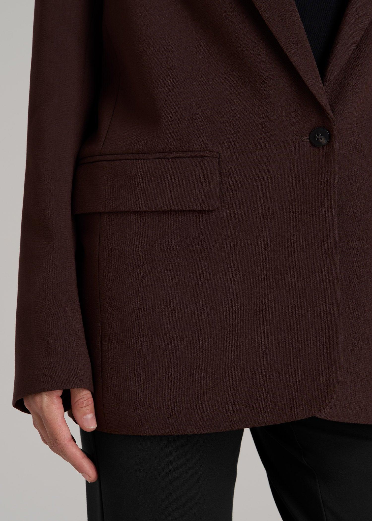 Boyfriend Fit Single-Button Blazer for Tall Women in Chestnut Female Product Image