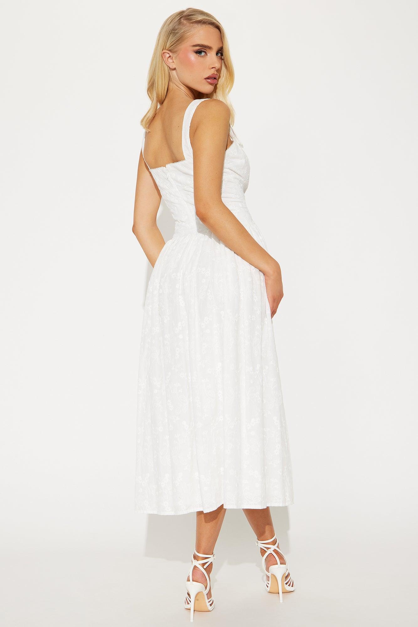 Full Of Joy Eyelet Midi Dress - White Product Image