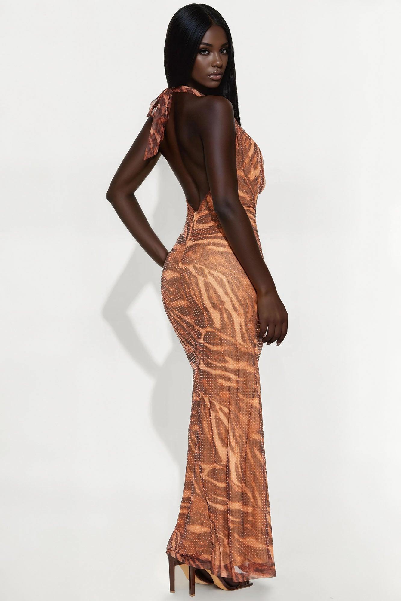 Wild And Reckless Maxi Dress - Brown/combo Female Product Image