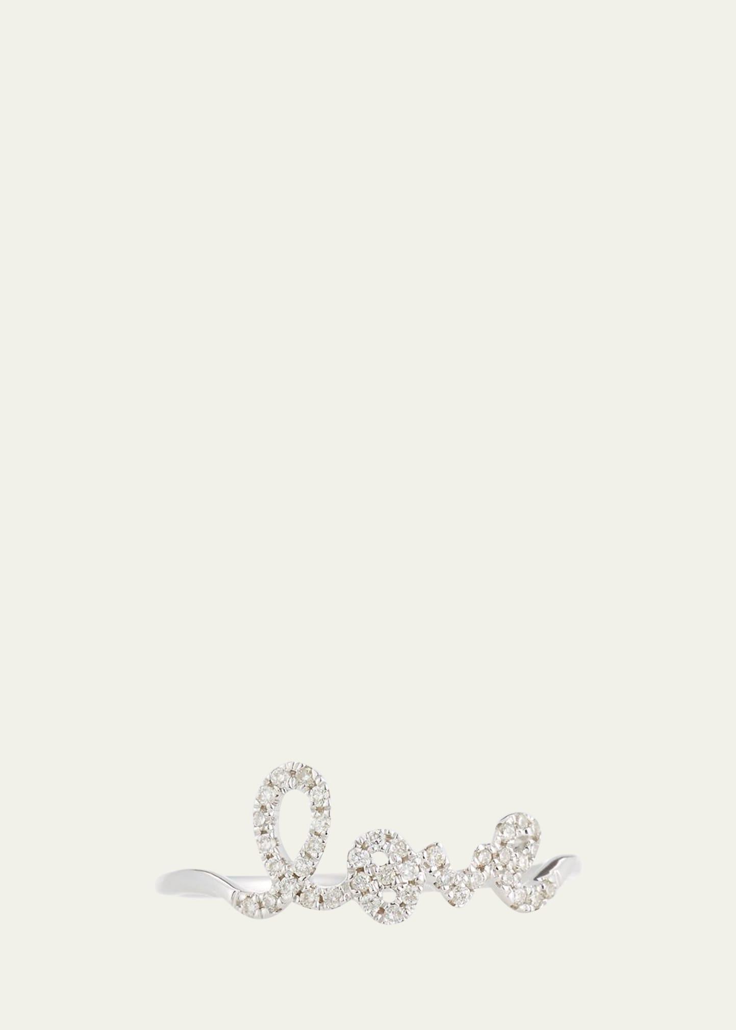 14k White Gold Diamond Love Script Ring, Size 6.5 Product Image