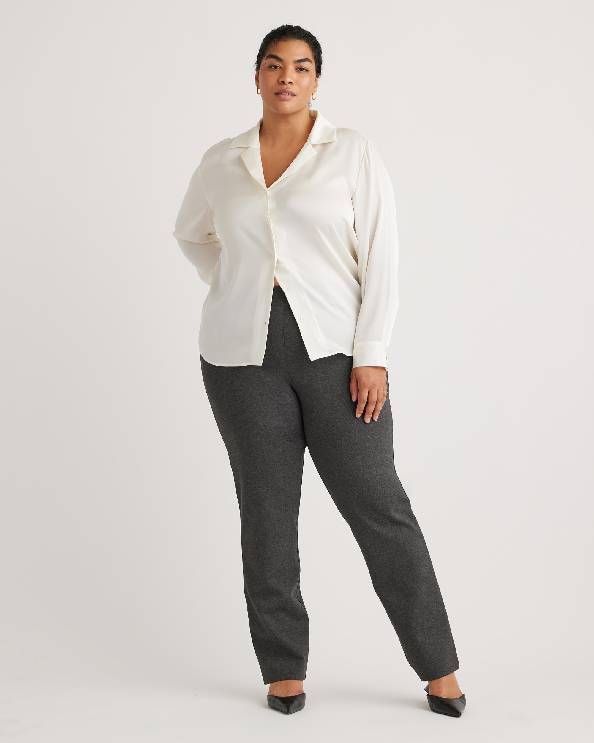 Quince | Women's Washable Stretch Silk Notch Collar Blouse Product Image