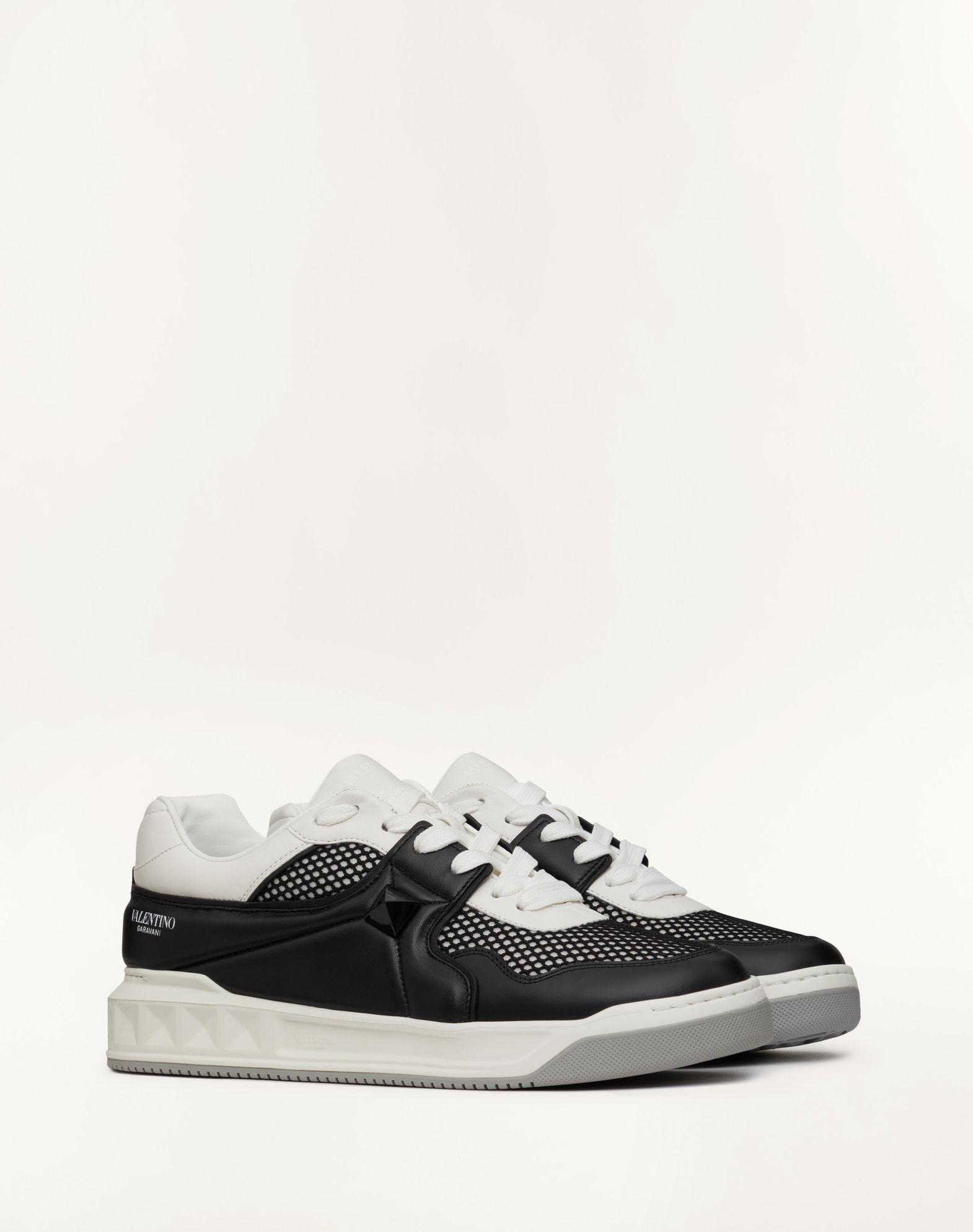 One Stud Low-Top Mesh And Nappa Leather Sneaker Product Image