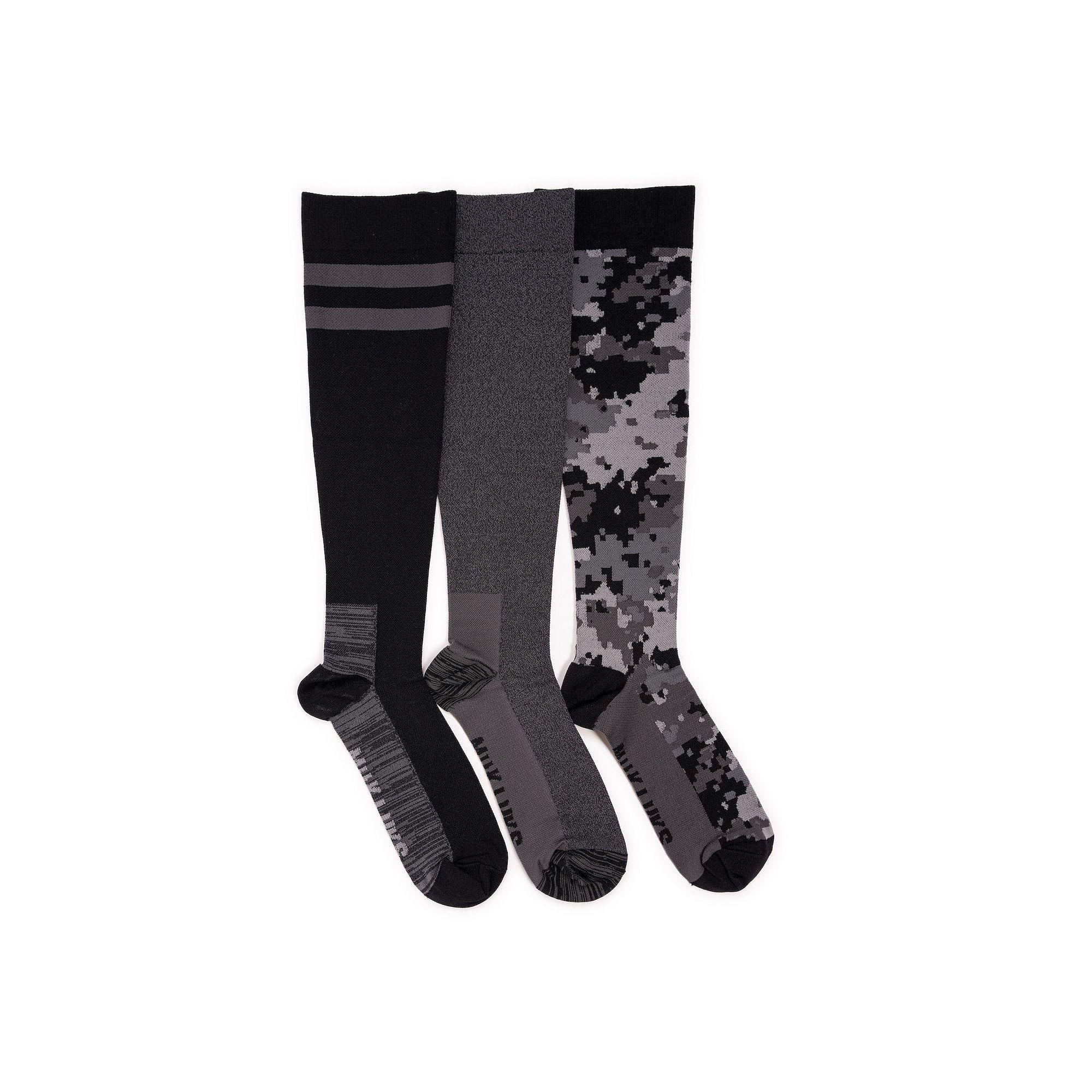 Men's MUK LUKS 3-pack Nylon Compression Knee-High Socks, Black Product Image