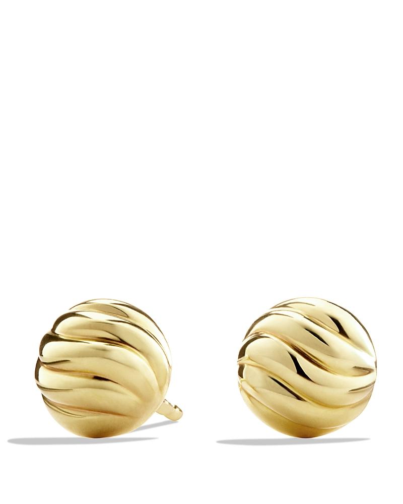 Womens Sculpted Cable Stud Earrings in 18K Yellow Gold, 8mm Product Image