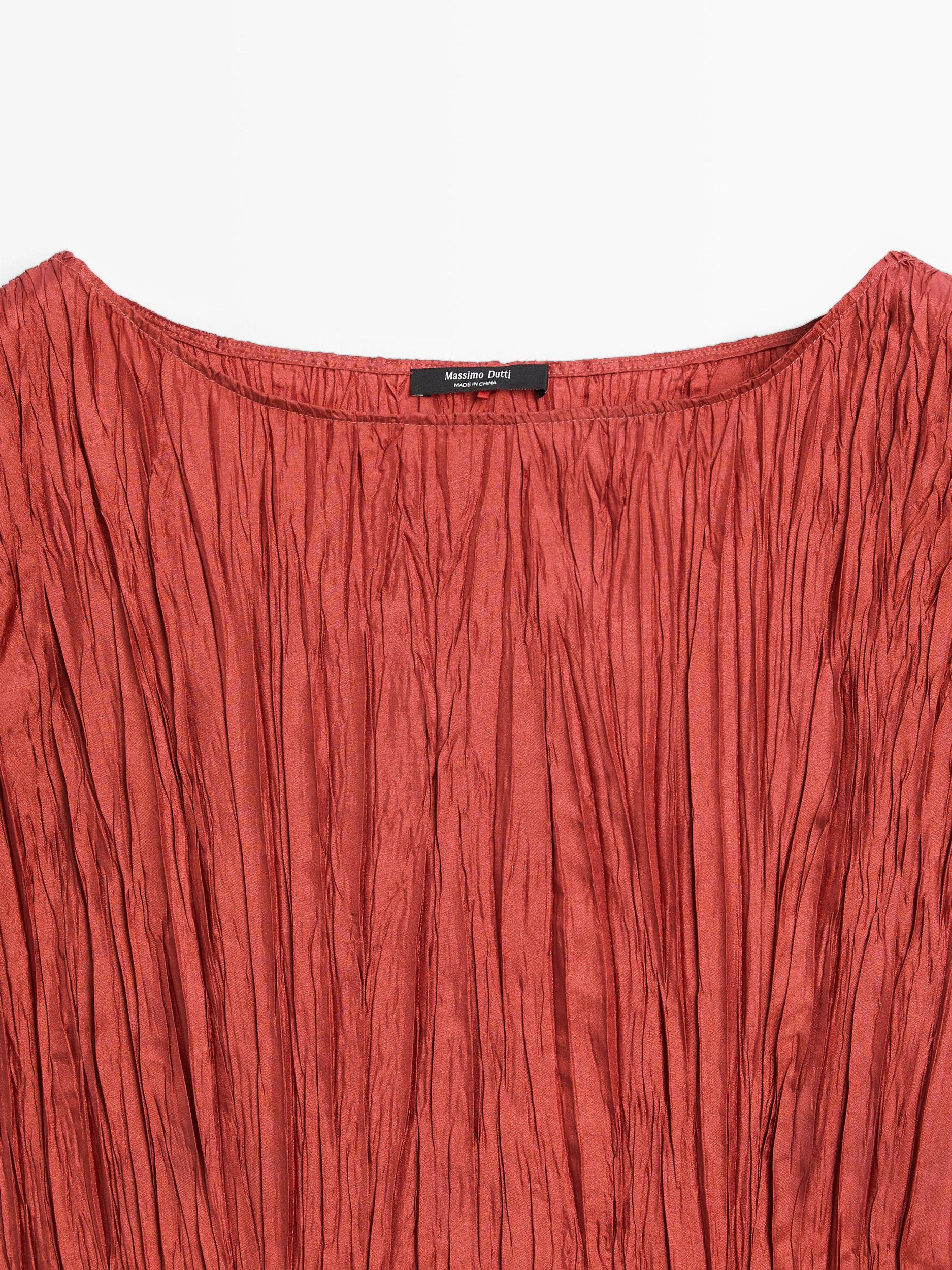 Long pleated satin dress Product Image