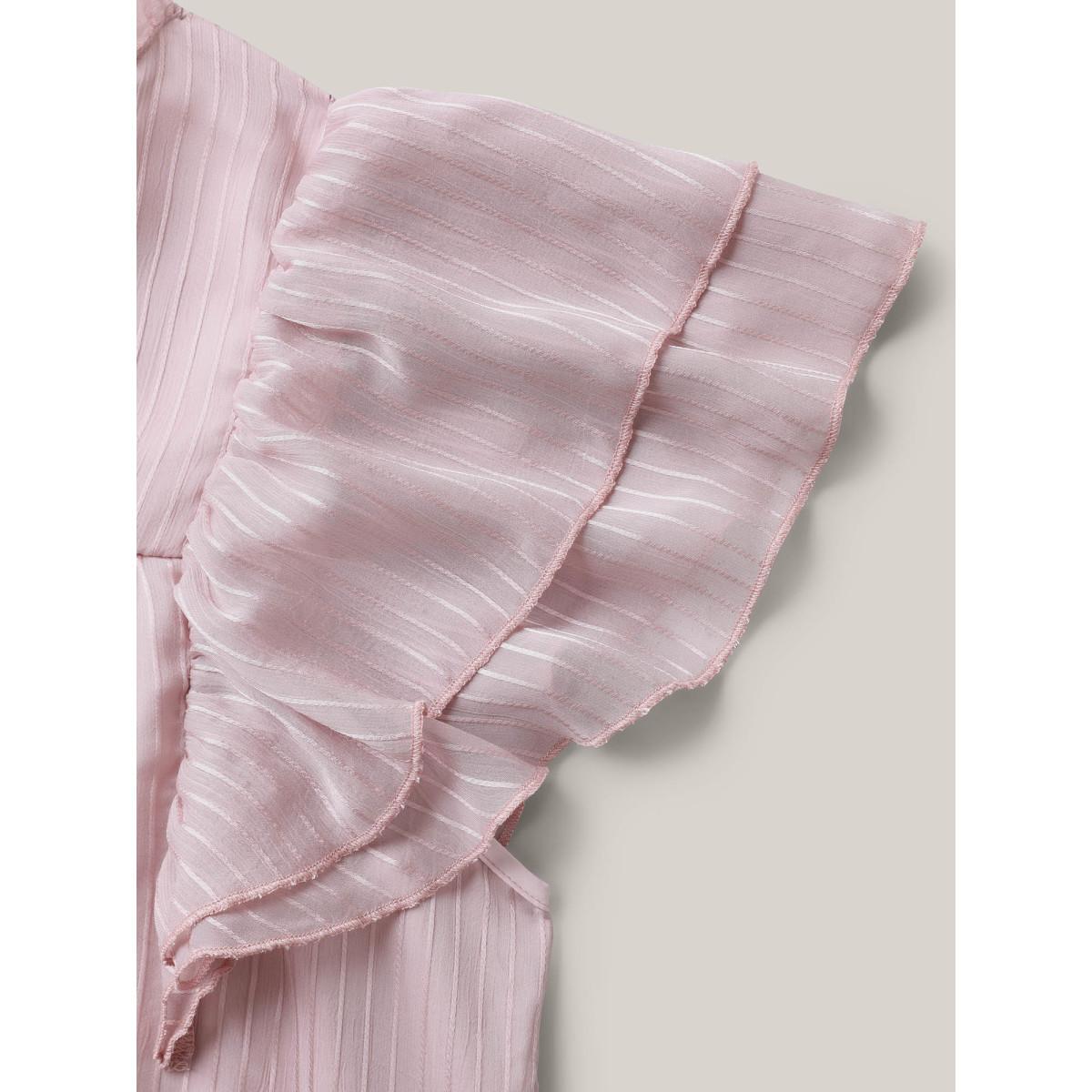 Plus Size Sheer Textured Layered Ruffled Sleeve Midi Dress Nudepink Women V-neck Cap Sleeve Curvy BloomChic 30/6X Product Image