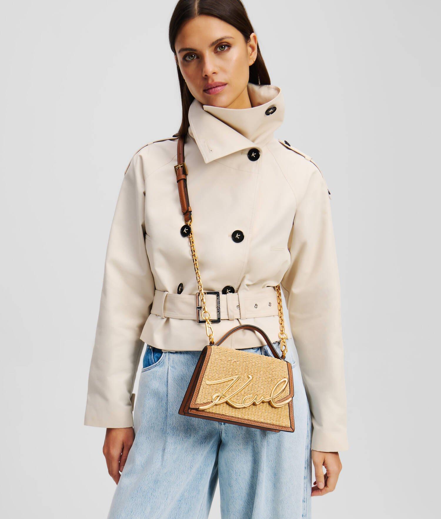 K/SIGNATURE SMALL RAFFIA CROSSBODY BAG Product Image