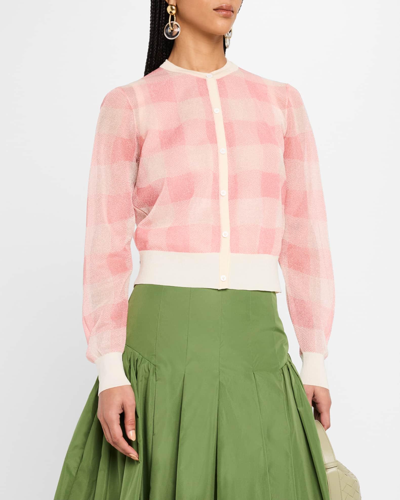 Check Crewneck Cardigan Product Image