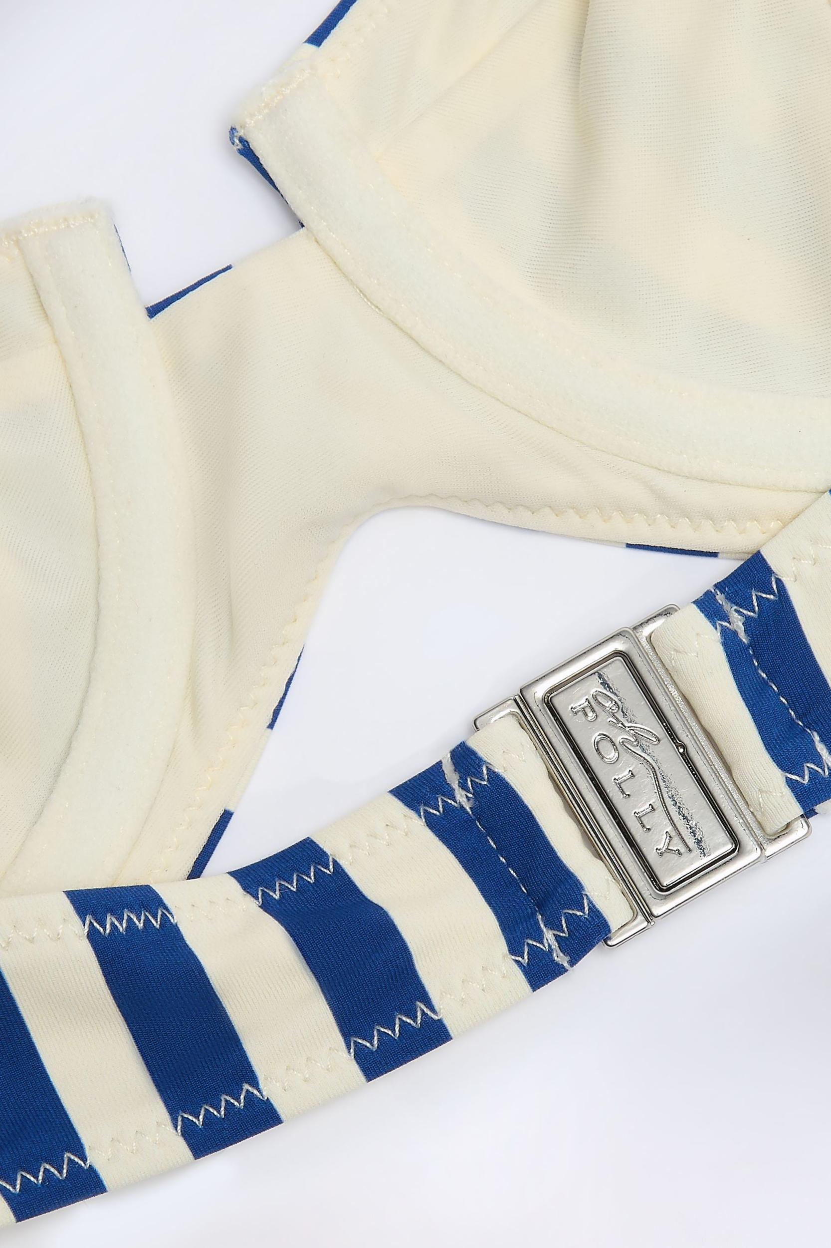 Underwired Halterneck Balconette Bikini Top in Marine Blue Stripe Product Image