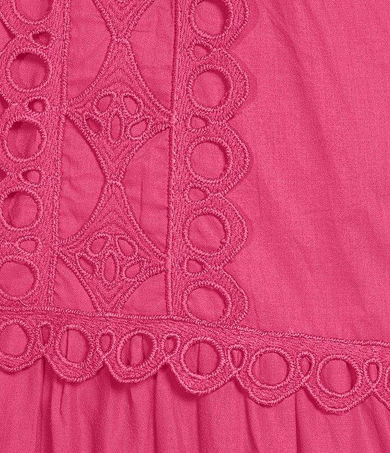 Layered With Love Plus Size Crew Neck Long Sleeve Bow Waist Detail Crochet Trim A-Line Dress Product Image