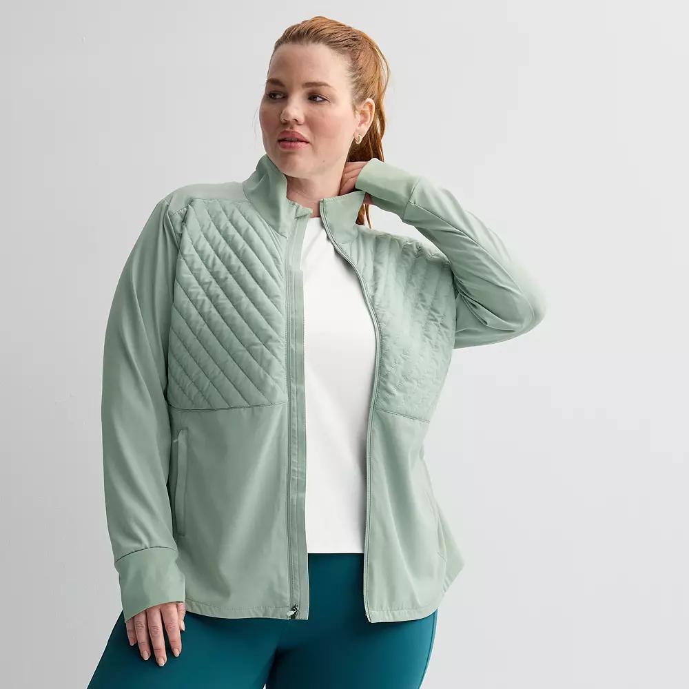 Plus Size Tek Gear® Woven Mixed Media Zip Front Jacket, Women's, Size: 3XL, Ostego Bay Product Image