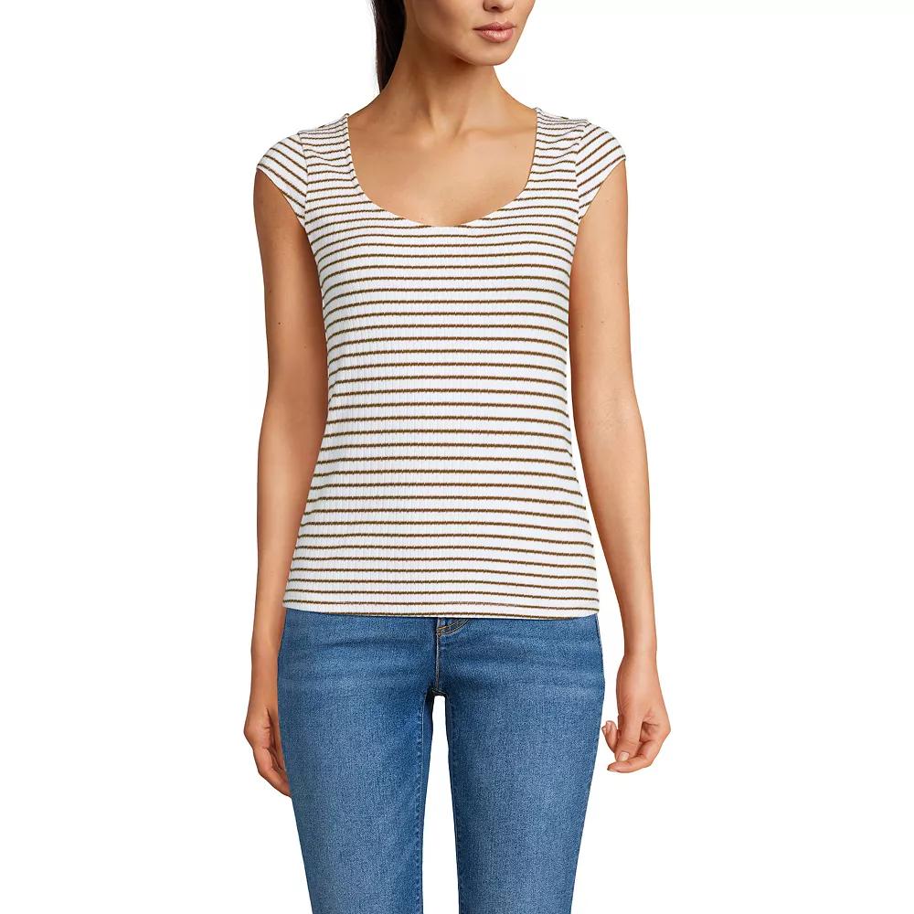 Women's Lands' End Pointelle Cap Sleeve Top,  Product Image