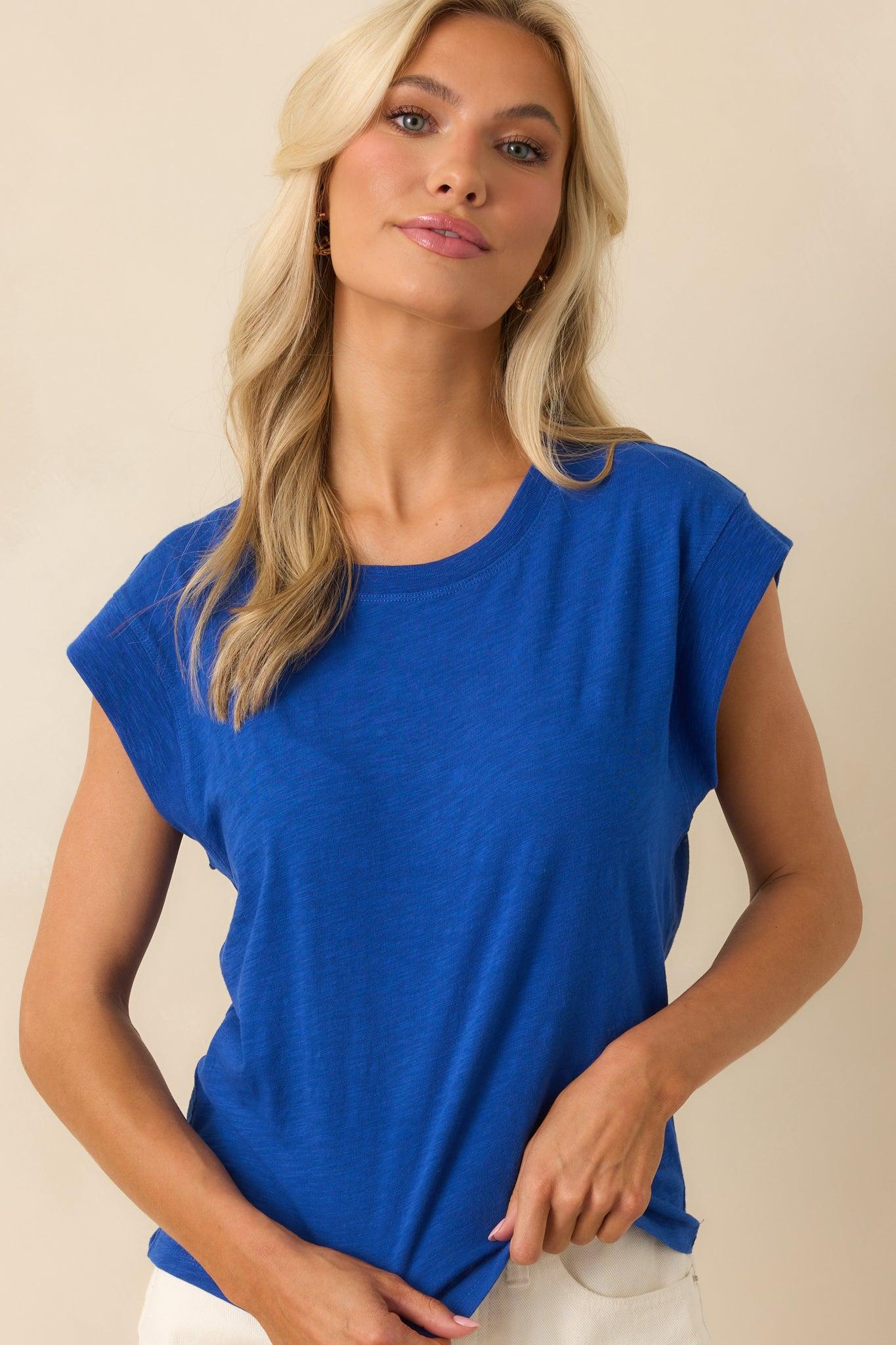 Z Supply Royal Blue Cotton Camino Slub Tee Product Image