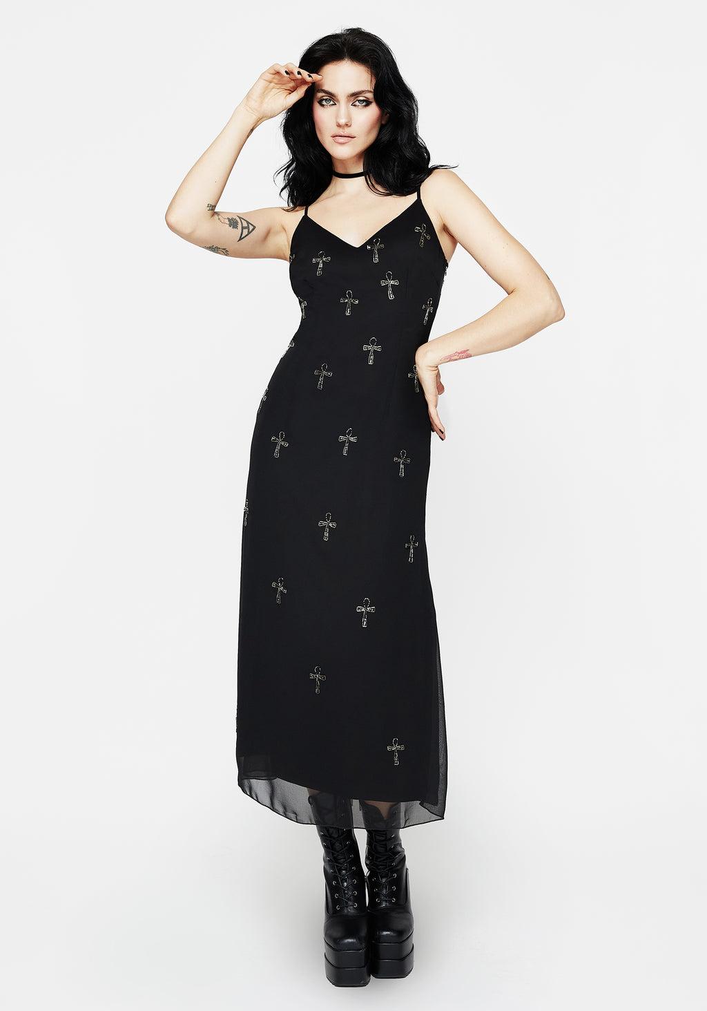 Ankh Beaded Chiffon Midaxi Cami Dress Product Image