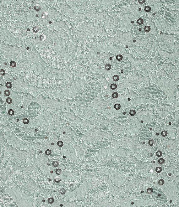 Alex Evenings Crew Neck 3/4 Sleeve Sequin Floral Lace Bodice Chiffon A-Line Midi Dress Product Image