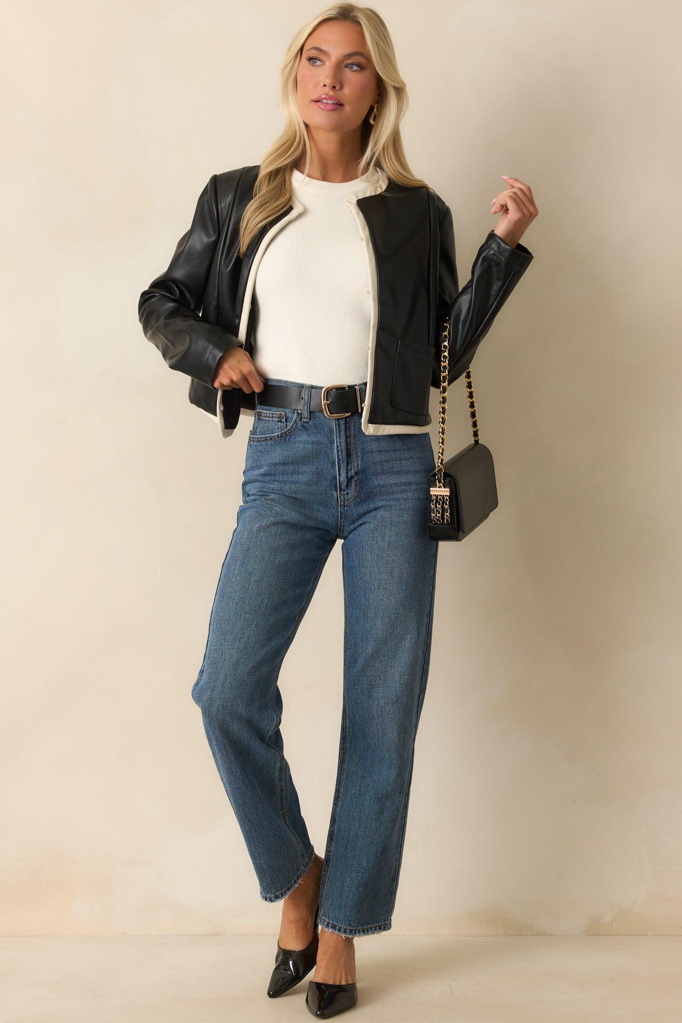 Time For Something New Black Faux Leather Jacket Product Image