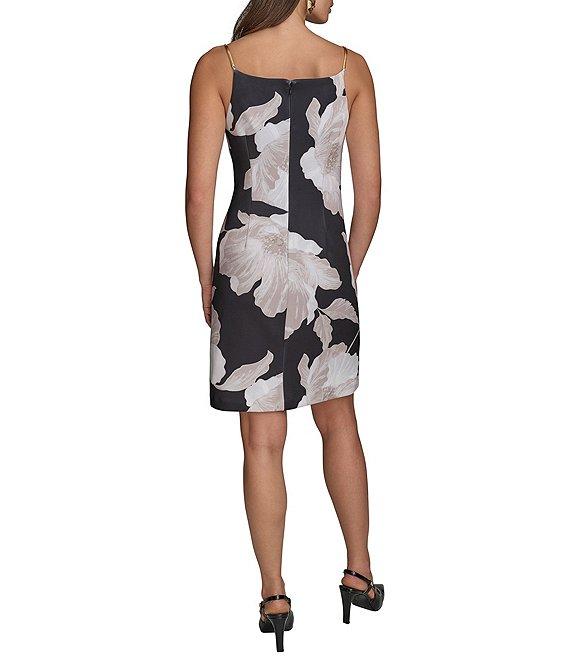 Donna Karan Scuba Boat Neck Sleeveless Floral Sheath Dress Product Image