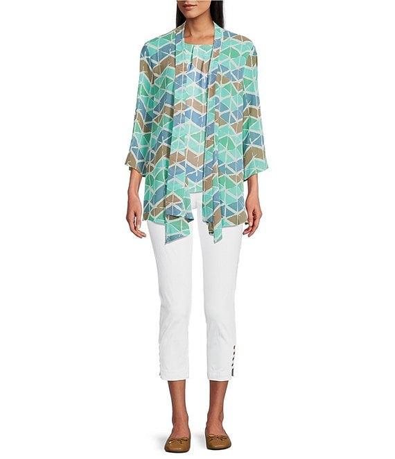 Multiples Woven Printed Scoop Neck Sleeveless Fitted Tank Top Product Image