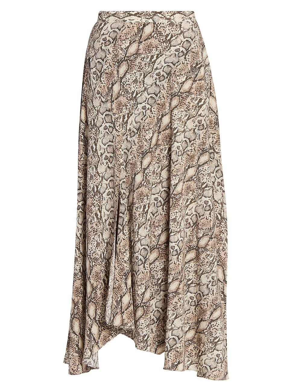 Womens Sakura Silk-Blend Snakeskin Print Skirt Product Image