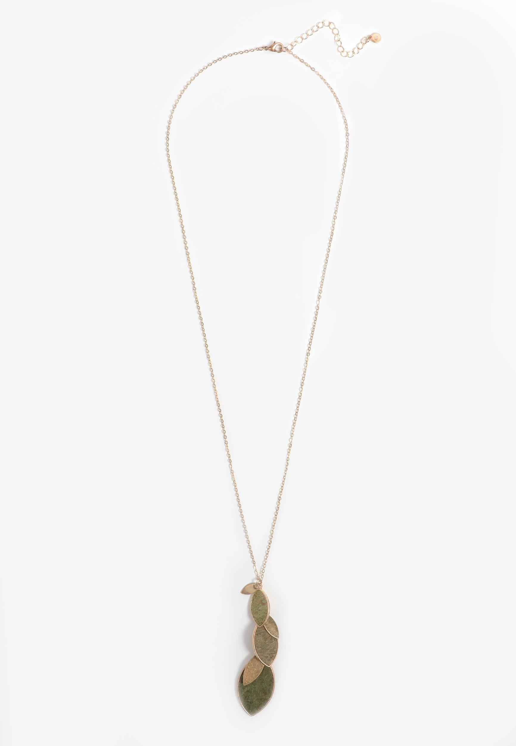 Green Ombre Leaf Linear Pendant Necklace Product Image