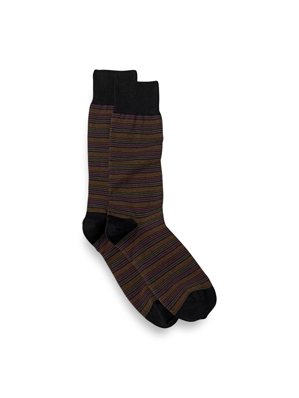 Stripe Cotton Blend Sock - Black Multi Product Image