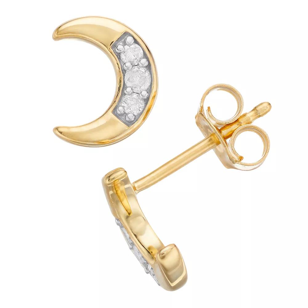 Gold Over Sterling Silver 1/10 Carat T.W. Diamond Stud Earrings, Women's, Gold Tone Product Image