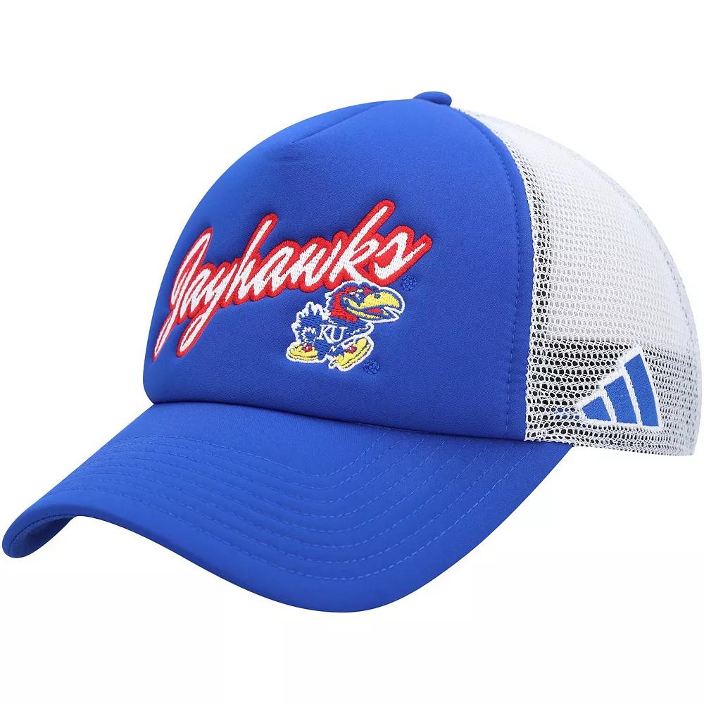 Men's adidas Royal Kansas Jayhawks Script Trucker Snapback Hat, Blue Product Image
