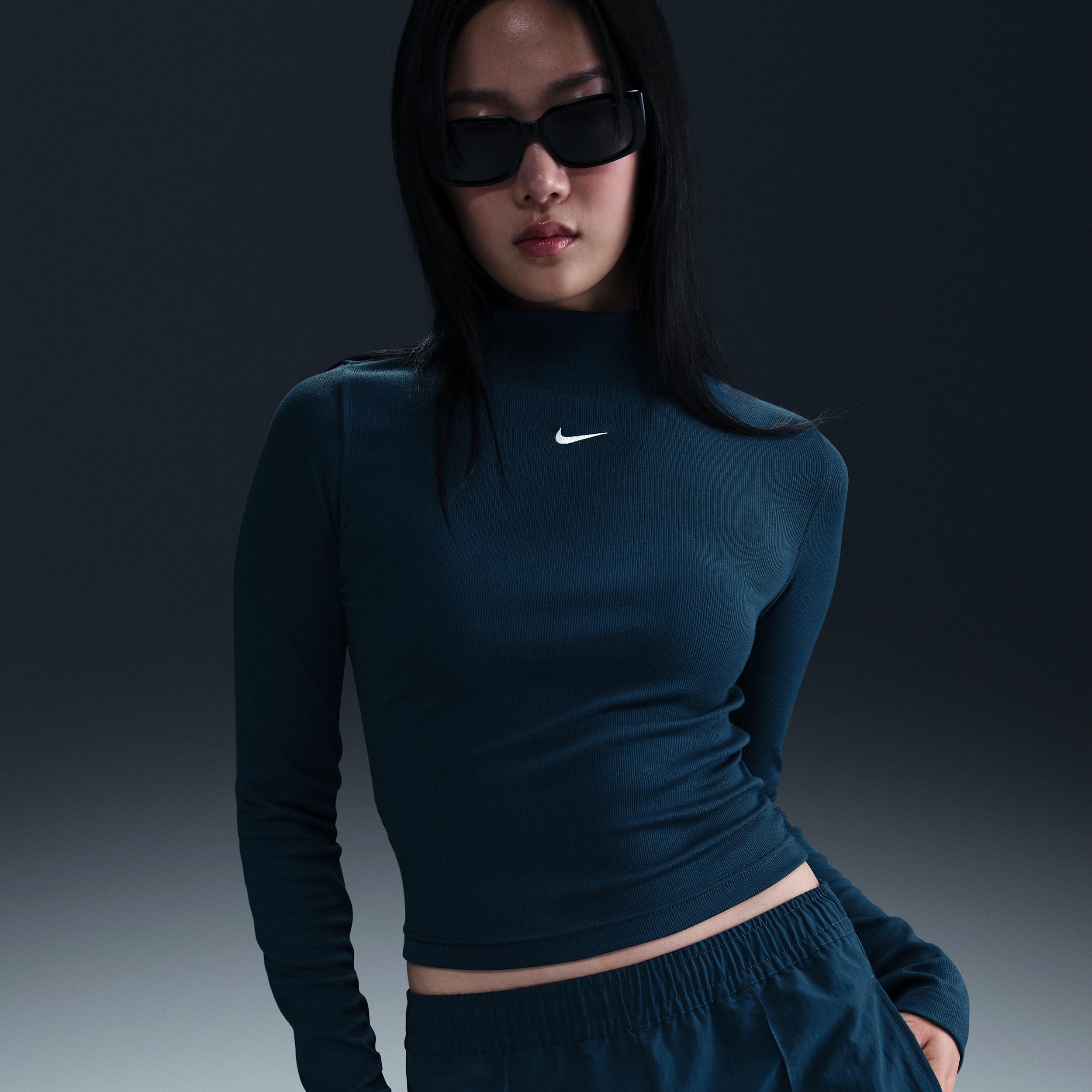 Nike Sportswear Essential Women's Ribbed Mock-Neck Long-Sleeve Top Product Image