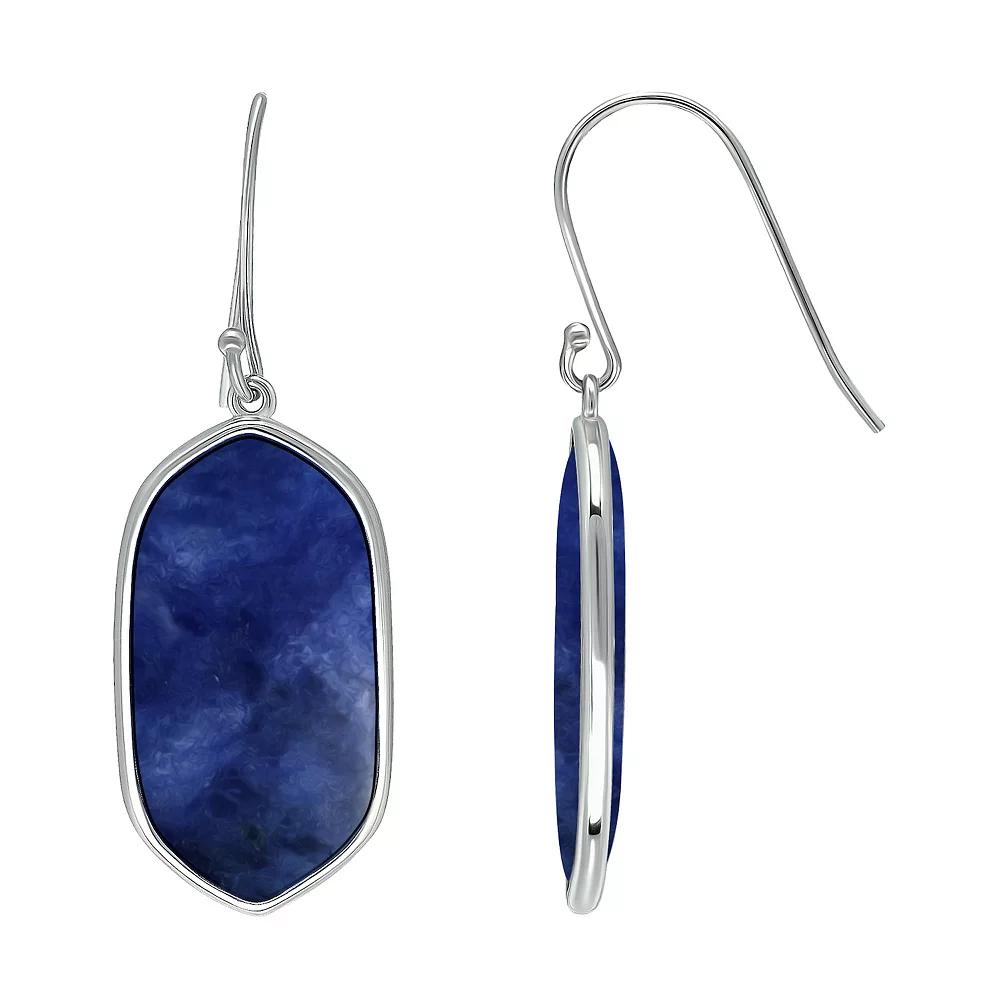 Aleure Precioso Sterling Silver Oval Gemstone Drop Earrings, Women's, Light Blue Product Image