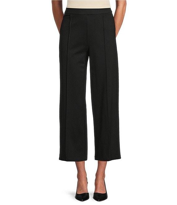 Multiples Wide-Leg Pintuck Pull-On Cropped Pants Product Image