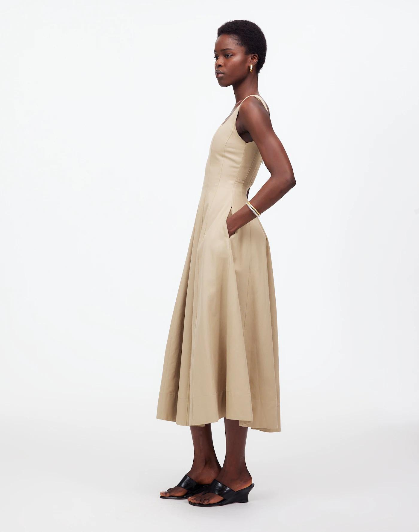 Seamed Squareneck Midi Dress Product Image