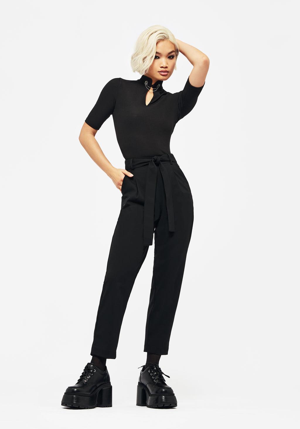 Hester Embroidered Tapered Trousers - Black Product Image