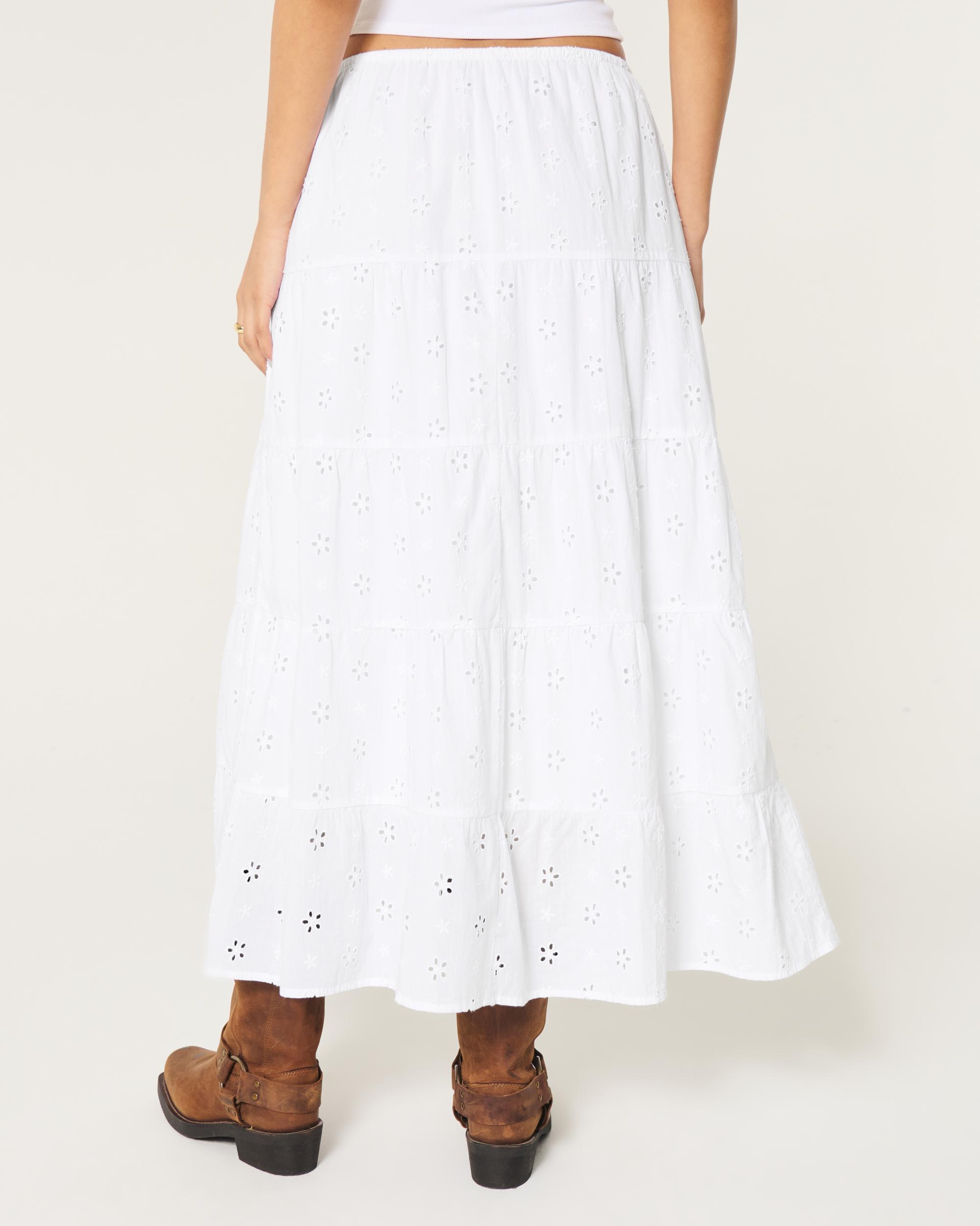 Tiered Eyelet Maxi Skirt Product Image