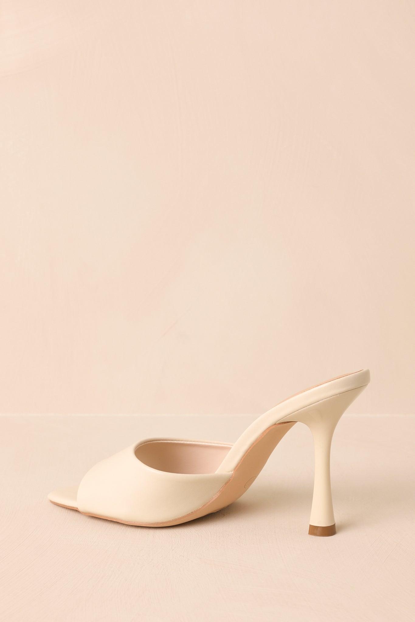 Every Step Counts Ivory Faux Leather High Heel Sandals Product Image