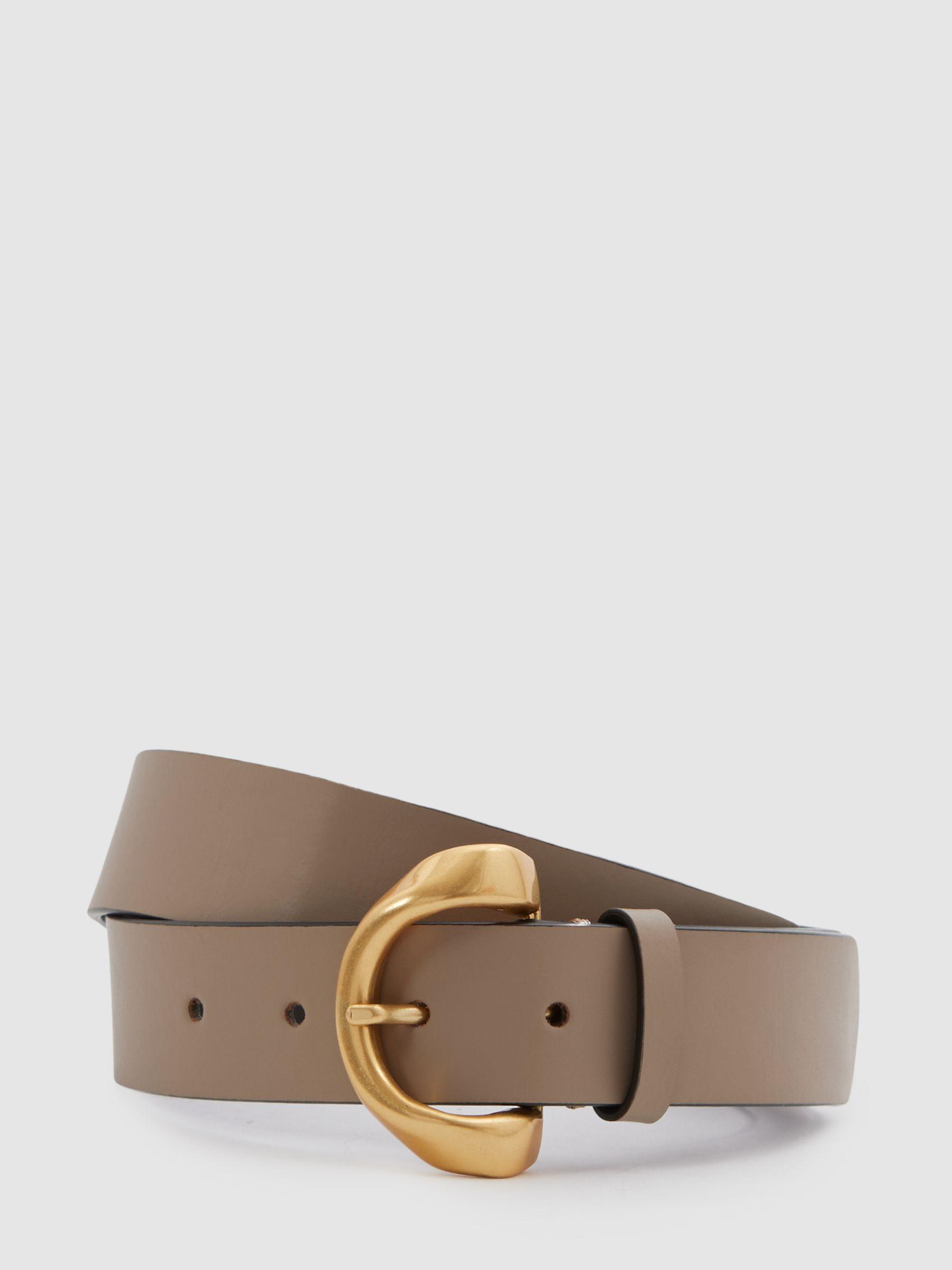 Indie Taupe Leather Twisted Buckle Belt Product Image