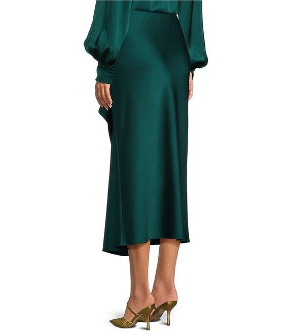 Trina Turk Sahel Hammered Satin A-Line Midi Skirt Product Image