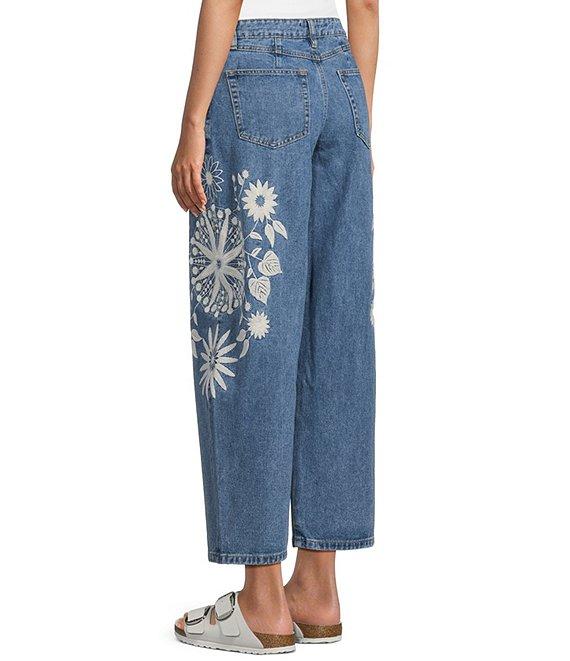 Prosperity Denim Mid Rise Embroidered Barrel Jeans Product Image